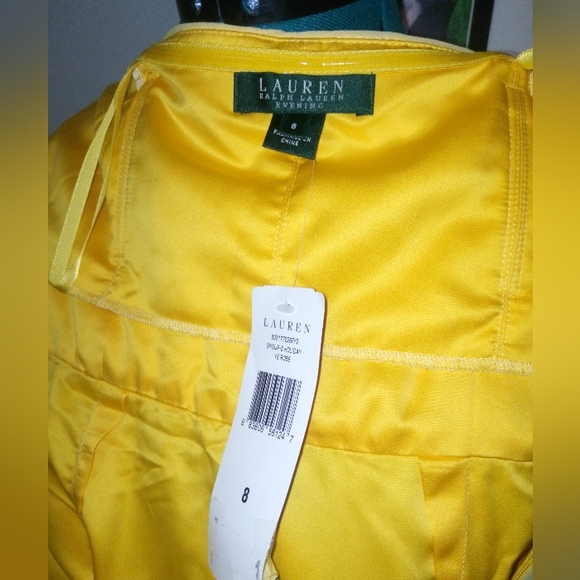 Ralph Lauren Buttery Yellow Evening Strapless Chiffon Dress, Sz 8 - Picture 7 of 8